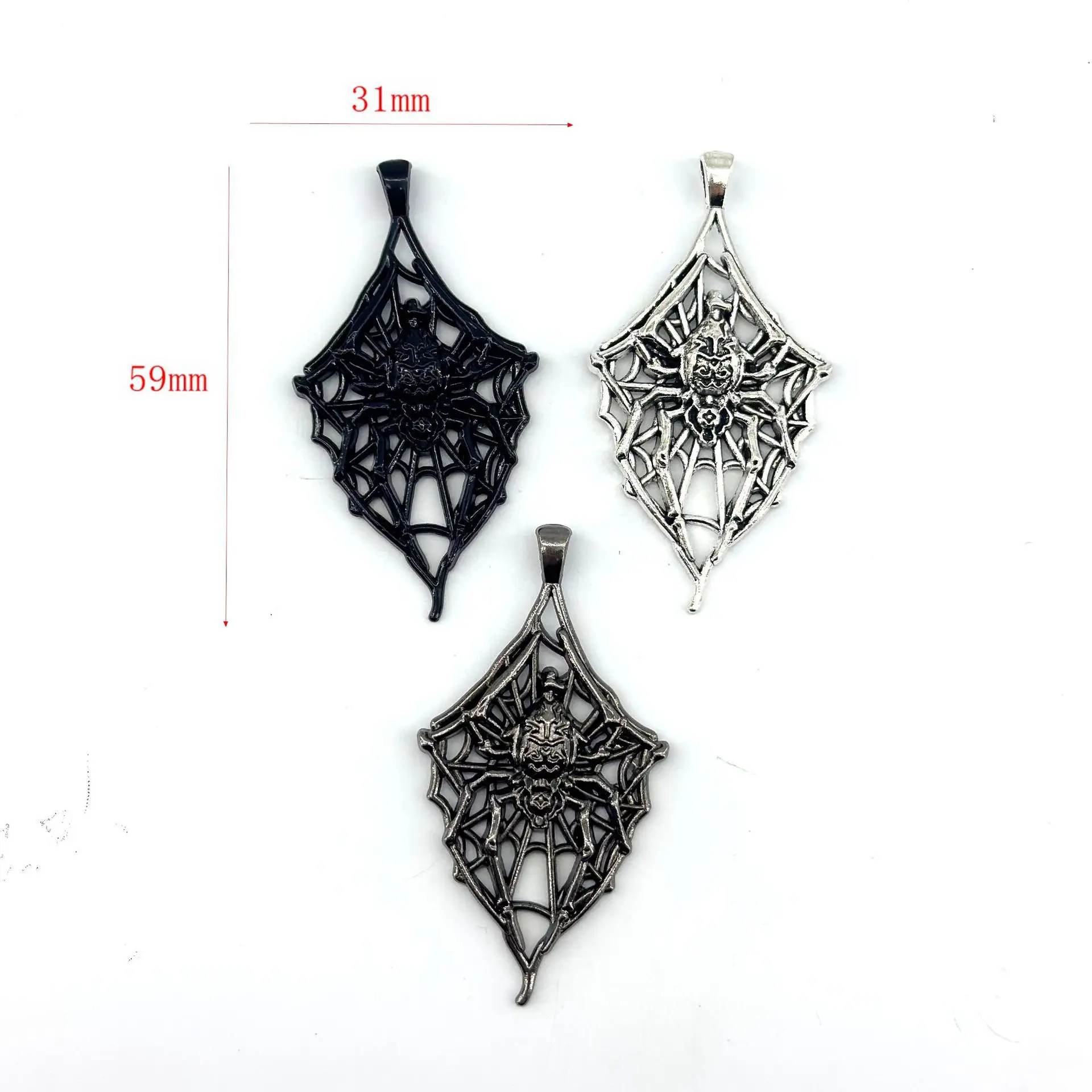 9/10PCS New Dark Spider Pendant Necklace with Exaggerated Personality Gothic Halloween Spider Web Jewelry