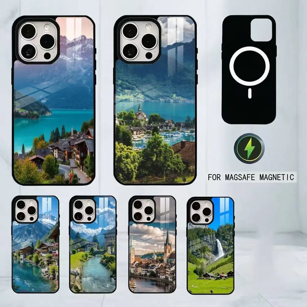 

Magnificent Swiss Landscapes Phone Case For iPhone17,16,15,14,13,12,11 Plus,Pro Magnetic For Magsafe Wireless Charging