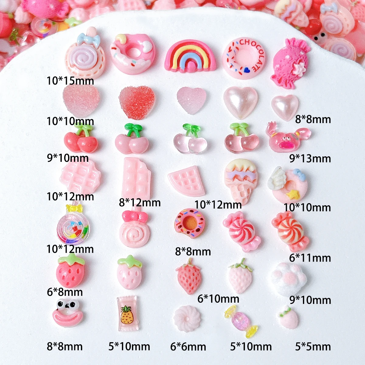 Multiple Style Sausage Mouth Heart Popsicle Resin Nail Art Charms 3D Simulated Chocolate Claw Nail Decorations DIY Clip Nails