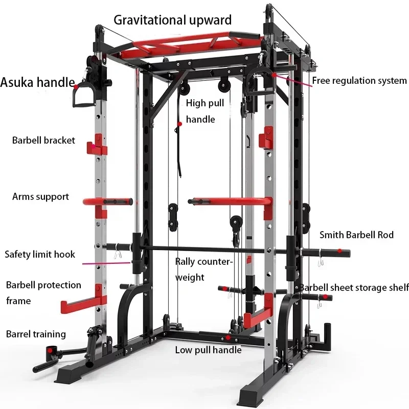 -Multi-Functional Deep Squat Bench Push Rack, Commercial Fitness, Arm Muscle, Abdominal Power Strength Training