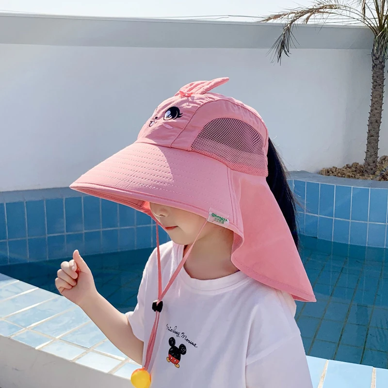 Outdoor Summer Hat For Kids Children Sun Hat Neck Ear Cover Sun Protection Beach Caps Kids Boy Girl Flap Cap For Children