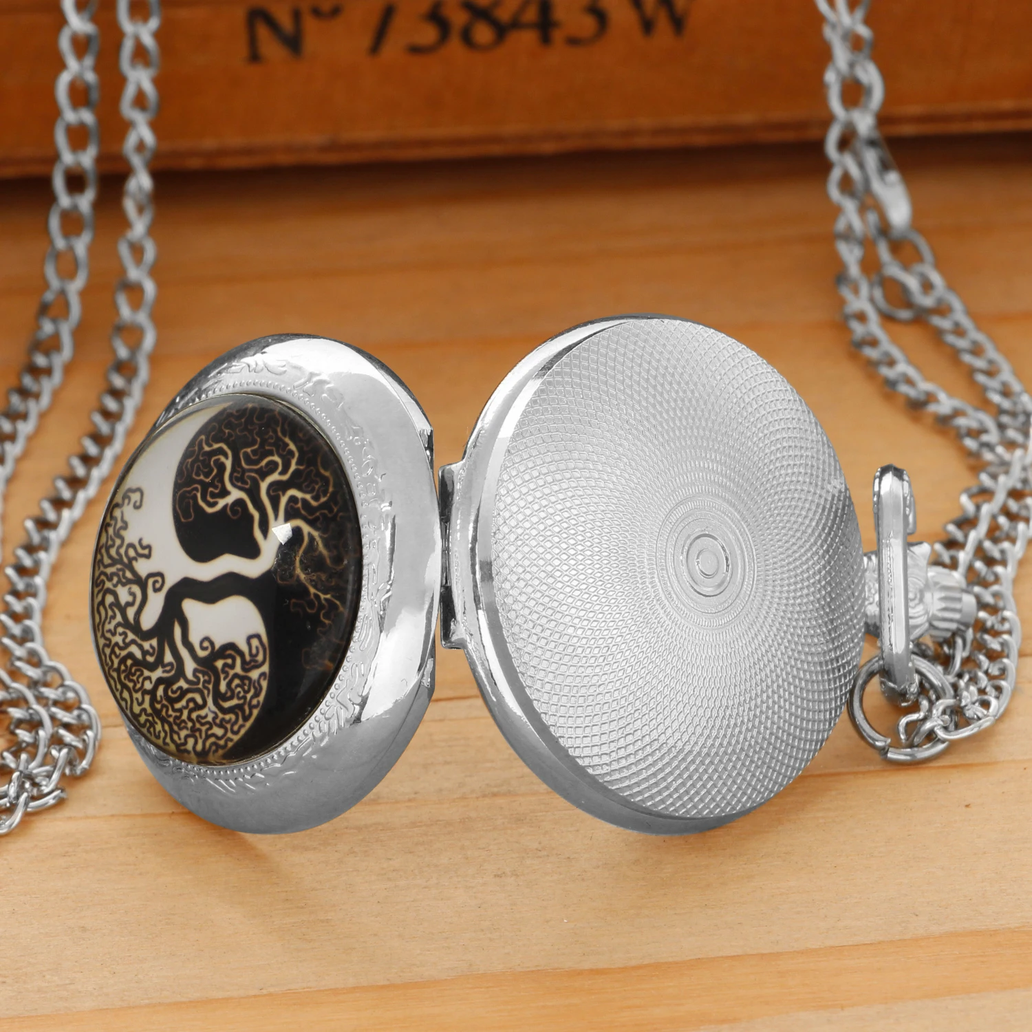 Retro prachtige Yin en Yang levensboom ontwerp medium zakhorloge ketting kinderen verjaardagscadeau zakhorloge hanger dames heren