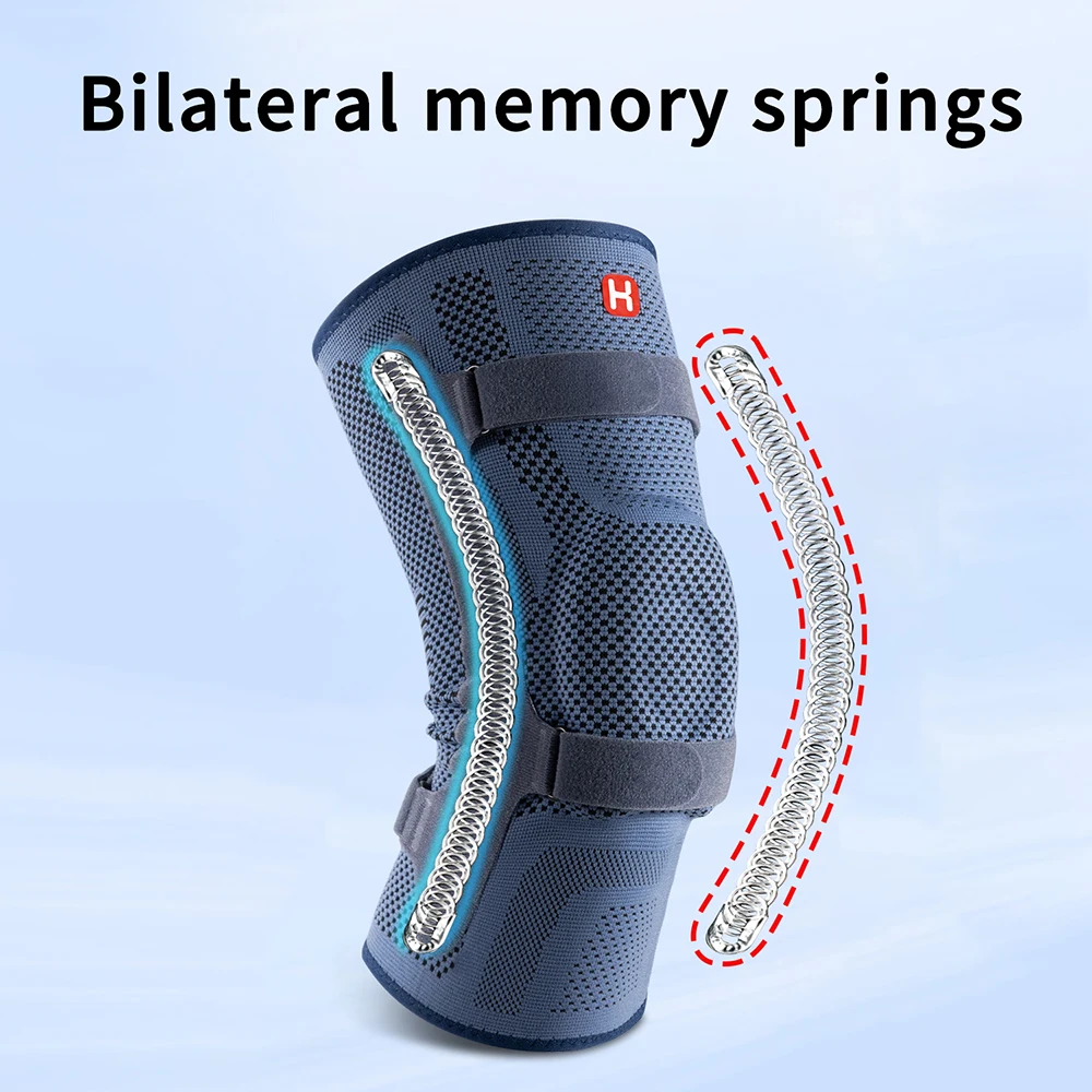 Knee Support with Patella Pad and Lateral Stabilizer, Adjustable Compression Sleeve for Meniscus Injury and Sports Recovery