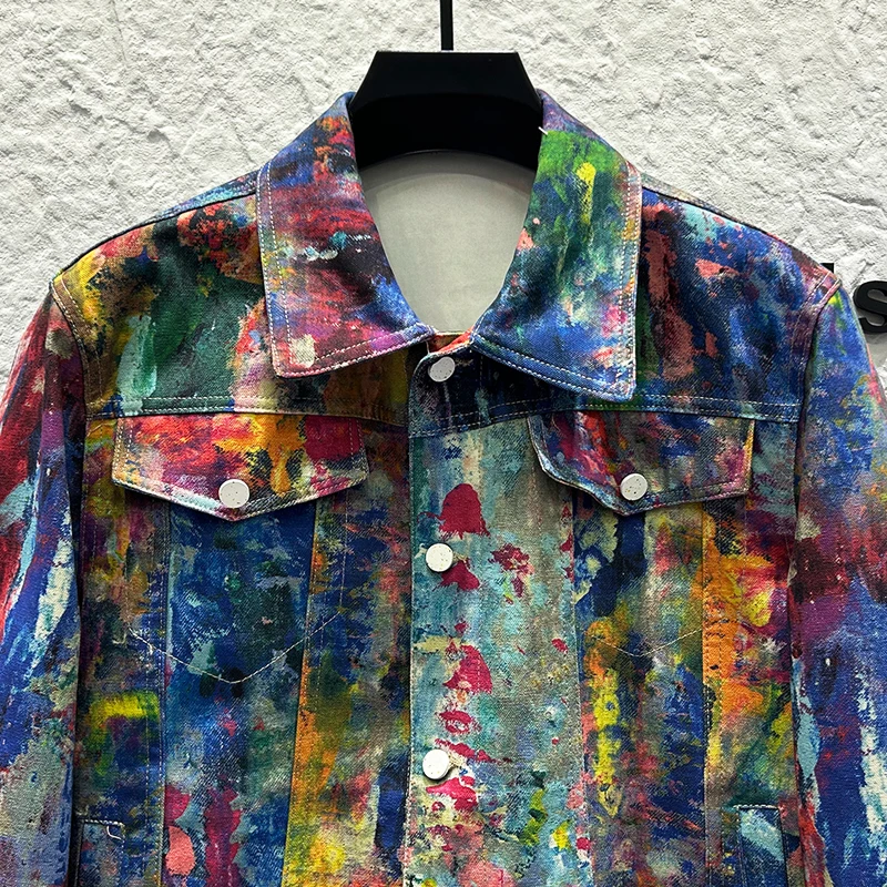 

New Faionable fiti Denim Jaet ort Sle for Men Retro American Workwear Jaet Loose Fit Urban Sle