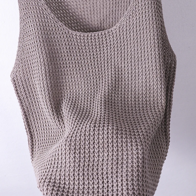 سترة قصيرة محبوكة أنيقة بدون أكمام صيفية للنساء بلون سادة ورقبة دائرية كاجوال مريحة #3