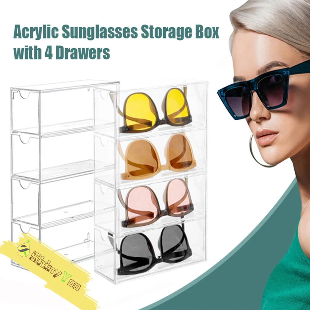 

Clear Plastic Organizer, Transparent Sunglass Holder Storage Drawers, Sunglass Case Glasses Display Stand, Acrylic Organizers
