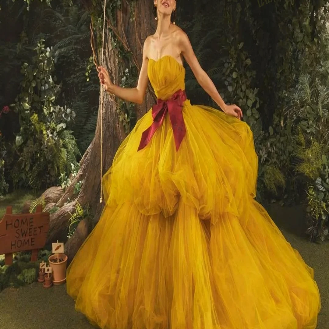 Abito da sposa colorato con fiocco personalizzato Sweetherat Puffy Tutu Tulle Abiti da sera formali Abiti da ballo per feste di compleanno per le donne