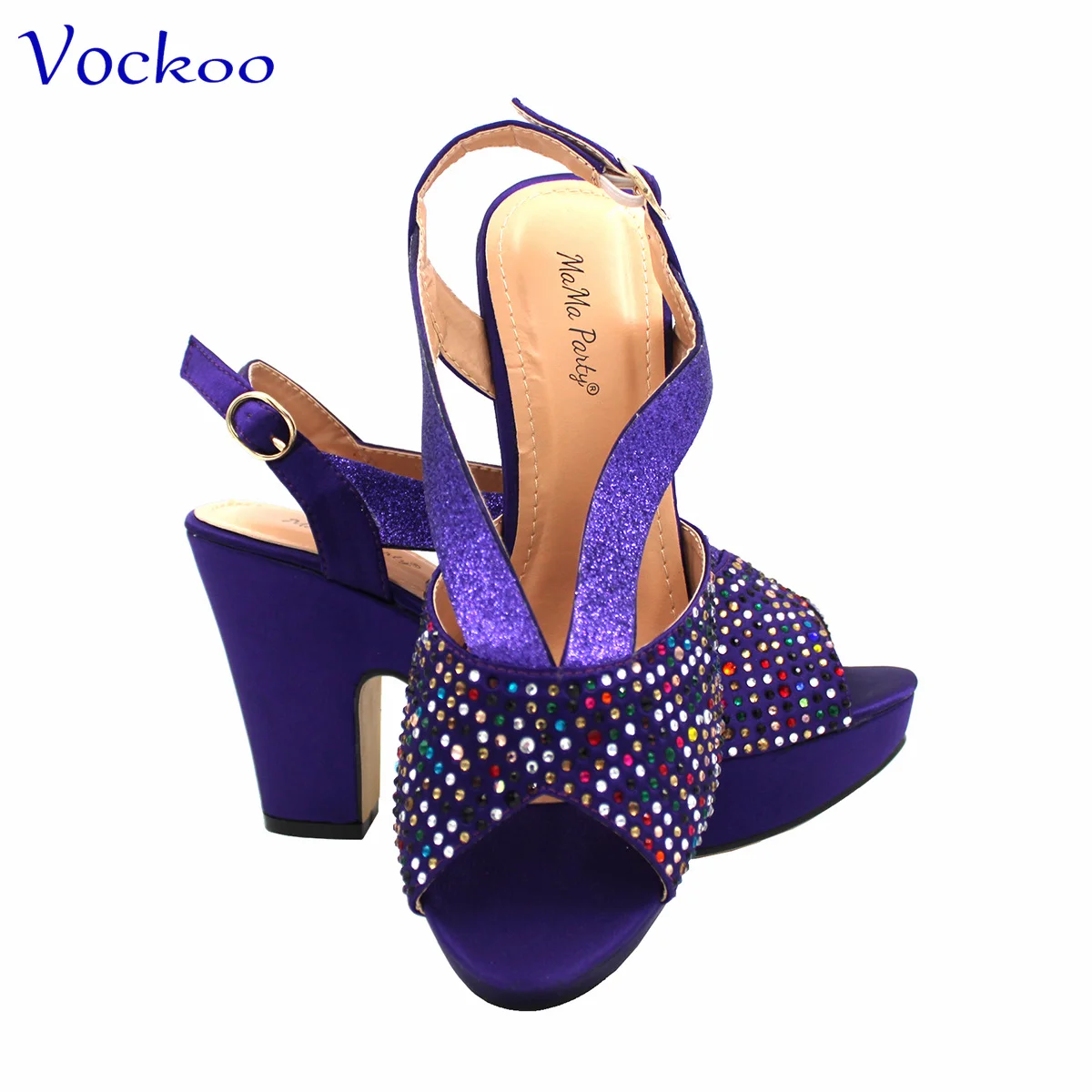 2024 Spring New Coming Italian Design Wedges Heels Shoes Matching Bag Set in Purple Color with Platform Comfortable Sandals