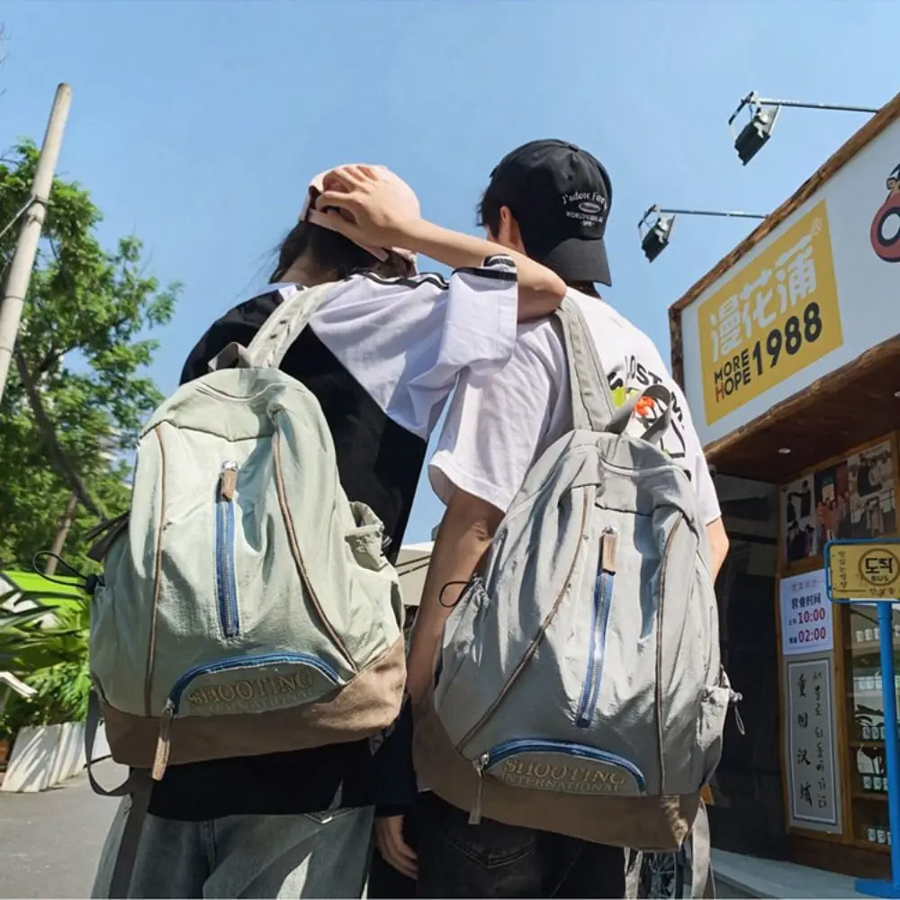 Mochila Ins de moda bordada, mochilas escolares informales de poliéster de alta capacidad, mochilas escolares multibolsillos de estilo coreano para estudiantes universitarios