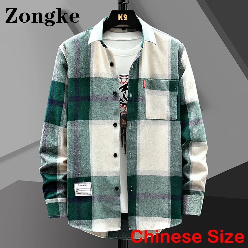 Plaid Shirts For Men Fashion Clothing Chinese Size M-3XL Mens Shirts Clothes Harajuku Vintage 2024 Spring New Arrivals