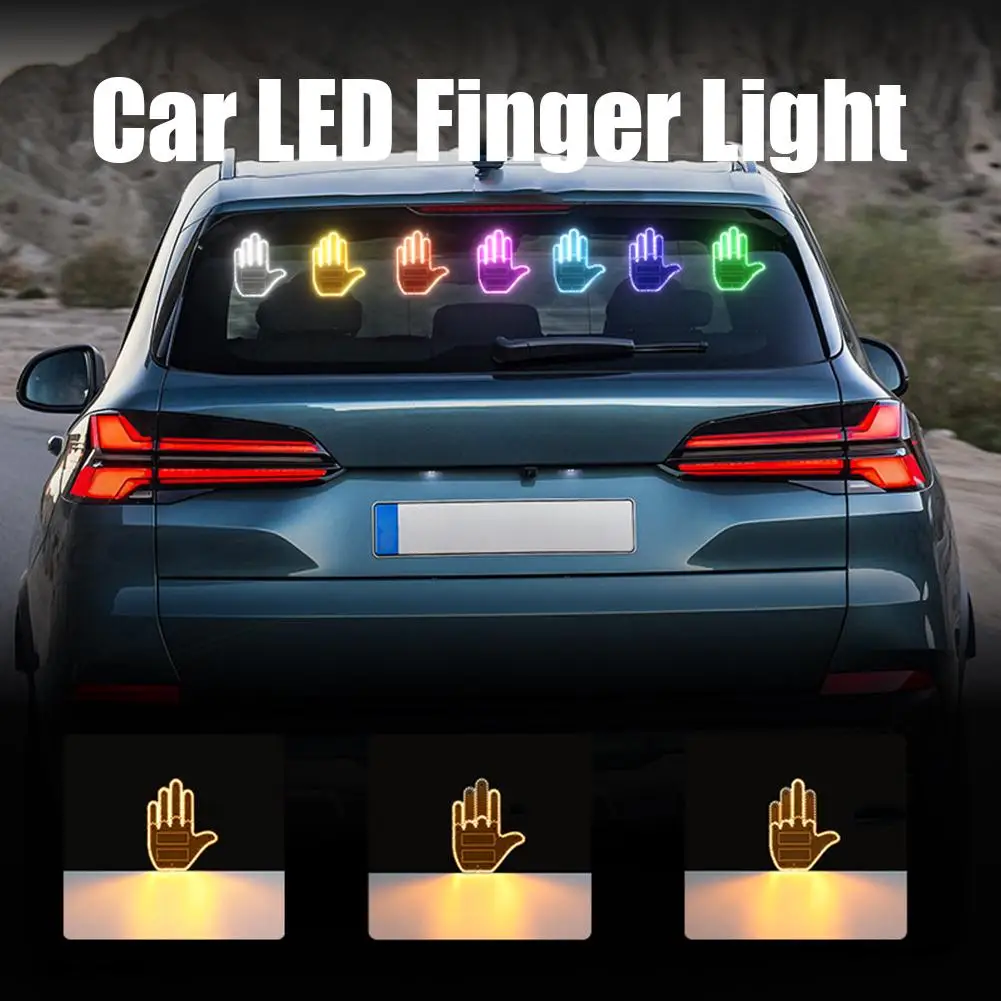 Car Gesture Finger Lights Multifunctional Anti Rear End Collision Lights Interactive Palm Lights For Road Rage Hand Led Sig A0E8