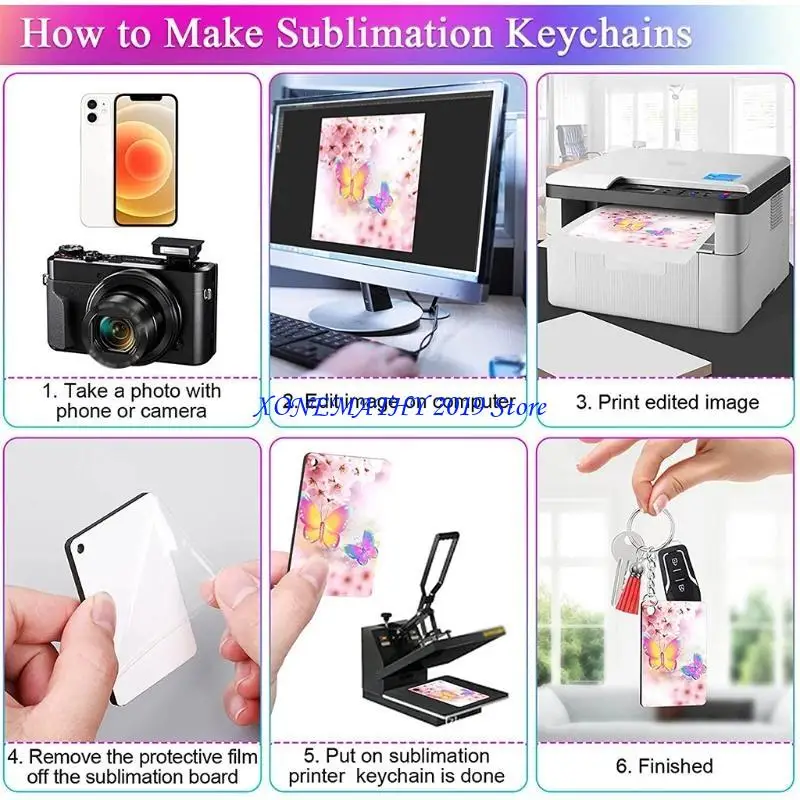 سلسلة مفاتيح F42F Sublimation فارغة مستطيل 80 قطعة نقل حرارة منتجات فارغة