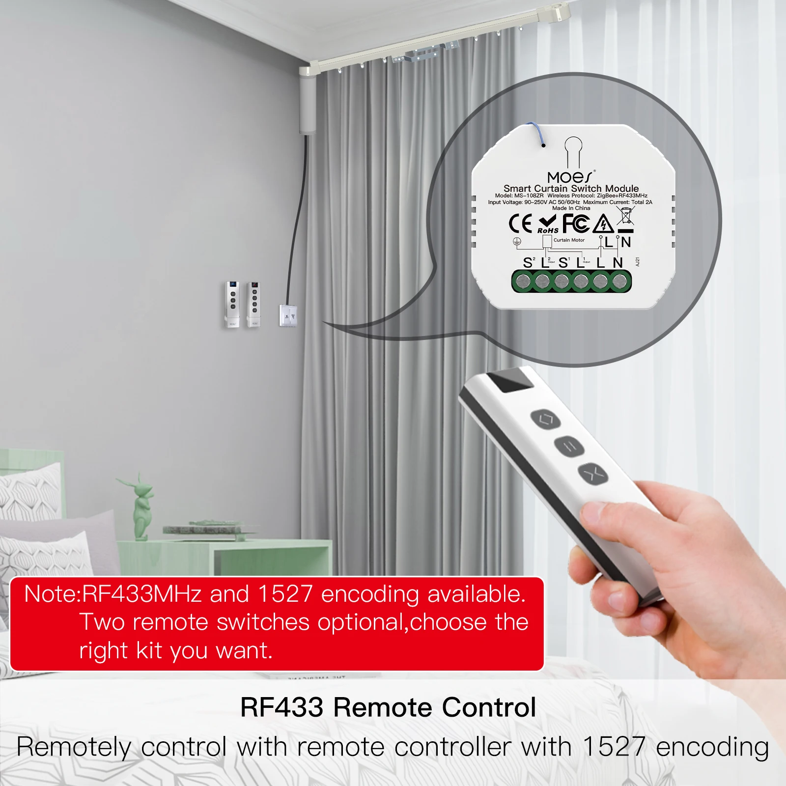 MOES ZigBee Smart RF433 Curtai - Curtain Motor recension och pris