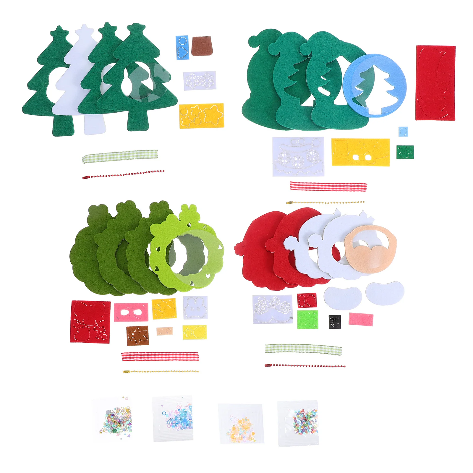 

4Pcs Christmas Tree Ornaments DIY Non-Woven Pendant Set for Children Festive Craft Activity Classroom Holiday Decor