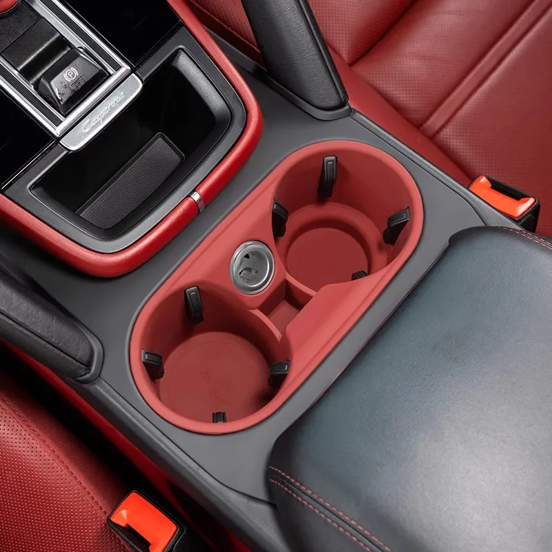 Car Central Console Water Cup Holder Silicone Waterproof Protective Cover Trim For Porsche Cayenne 2011-2025 Auto Accessories