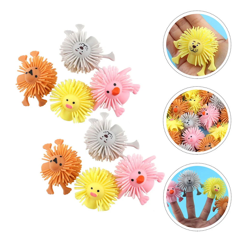 8 PCS Finger Hairy Toys Puffer Sensory Flashing Infant Balls Kids Children's Animal Puppets