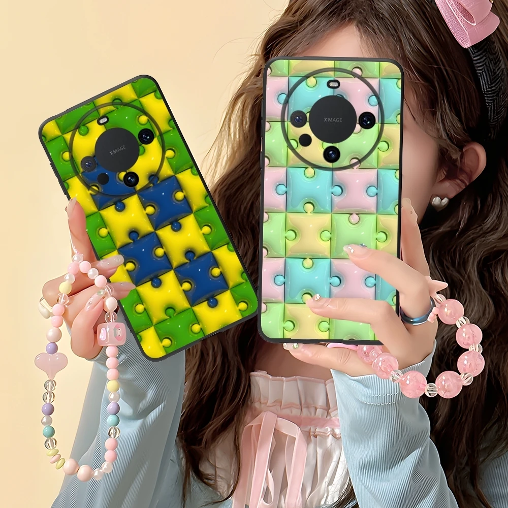 Puzzle Fashion Pretty Mobile Cell Phone Case for Huawei Mate 60 50 40 30 20 10 Pro Plus Lite E 5G Black Soft Phone Cover Shell