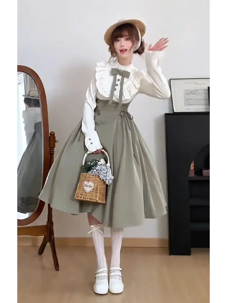 

MAGOGO Весеннее модное платье в новом стиле: элегантное женское платье с цветовыми блоками, имитирующее двухслойность, с элементами в стиле лолита, длинное платье.