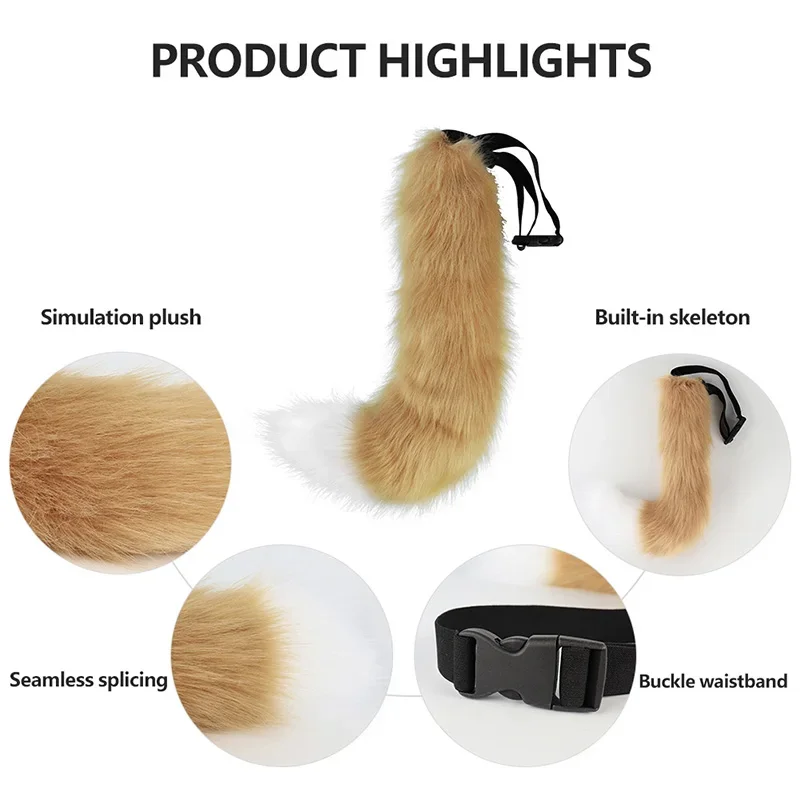 3 buah ikat rambut telinga serigala telinga rubah lucu kerah bel ekor mewah untuk penampilan kostum topeng Halloween aksesoris gaun