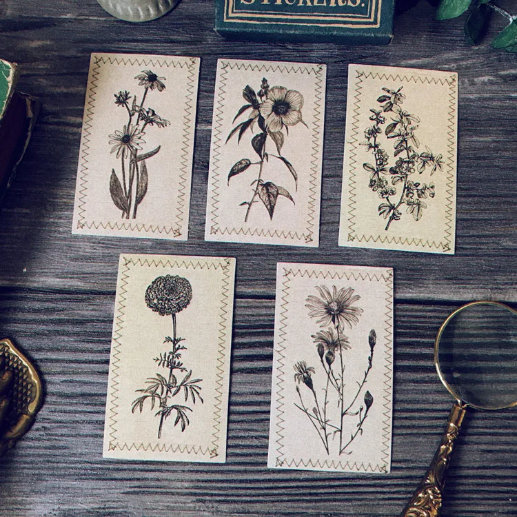 10Pcs Vintage Sewing Pattern Flower Cardstock Craft Paper Junk Journal Ephemera Textured Paper Scrapbooking Material Paper Packs view 5