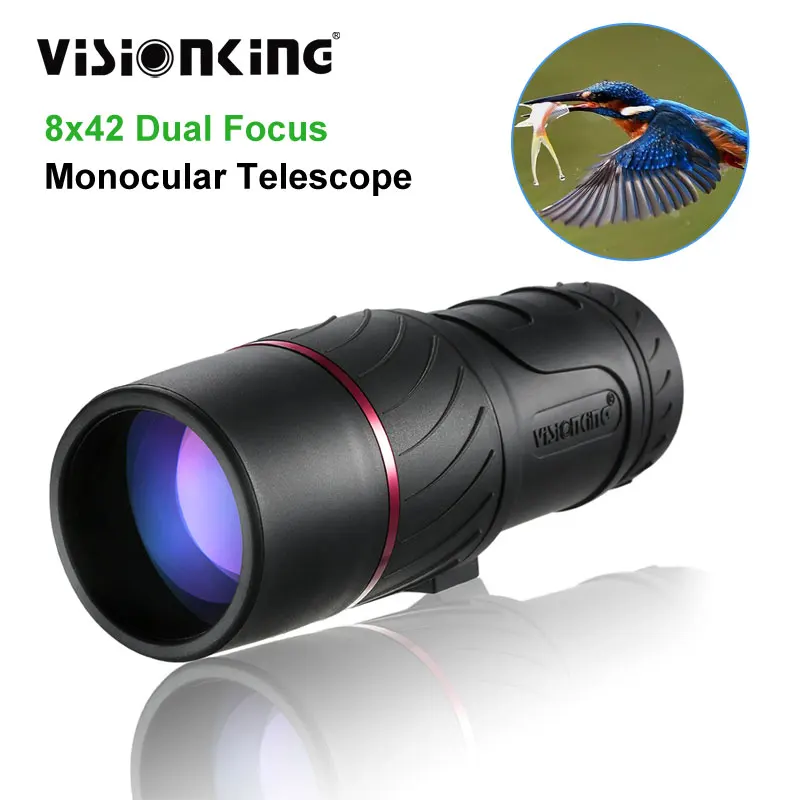 Visionking 8x42 Professional Monocular Bak4 Roof Guide Spyglass Scope Long Range Wide Angle Bird Watching Hunting Telescope