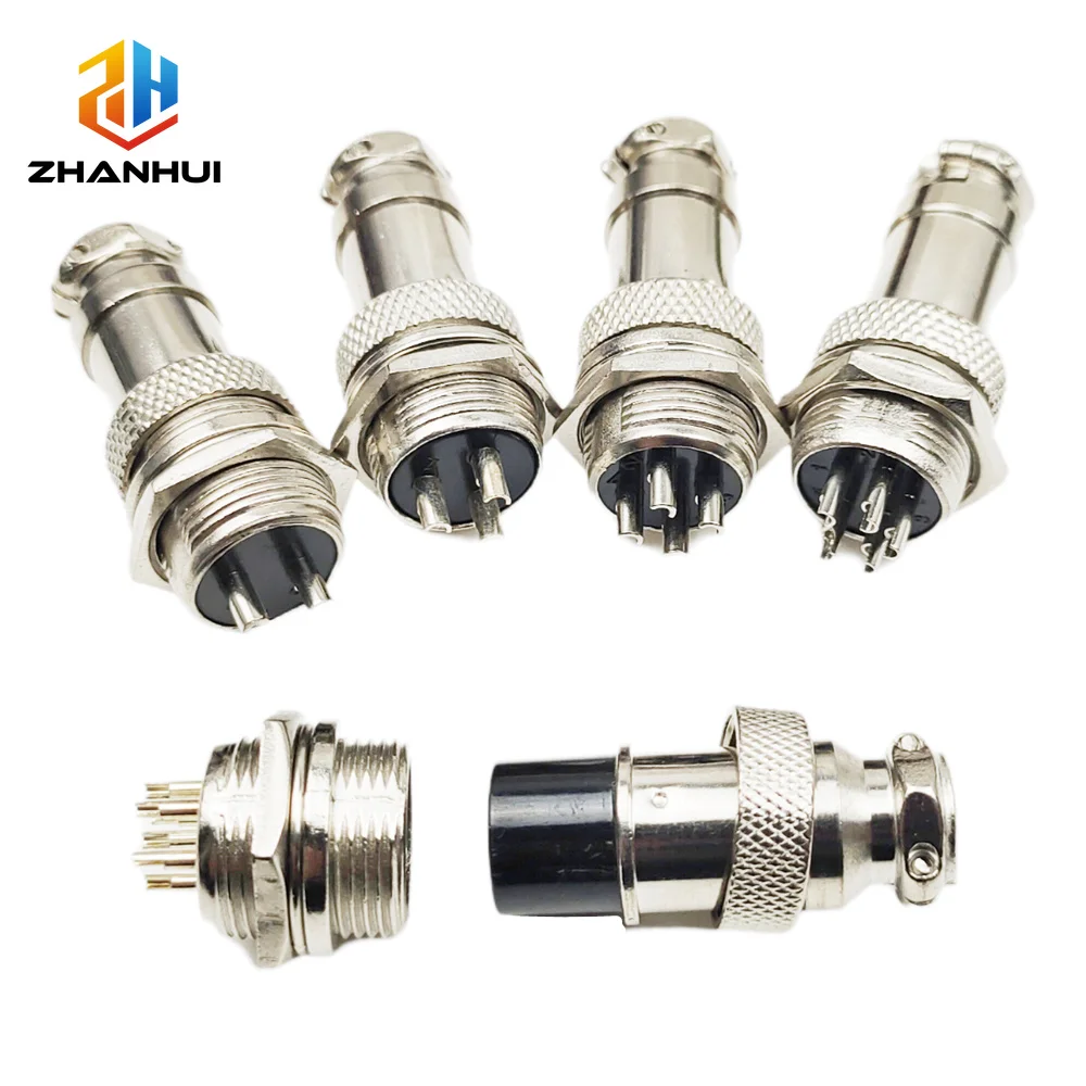 GX16 Aviation Connector 16mm 2-8 Pin Round Metal Plug Socket Panel Mount Waterproof Electrical Wire Connector Set