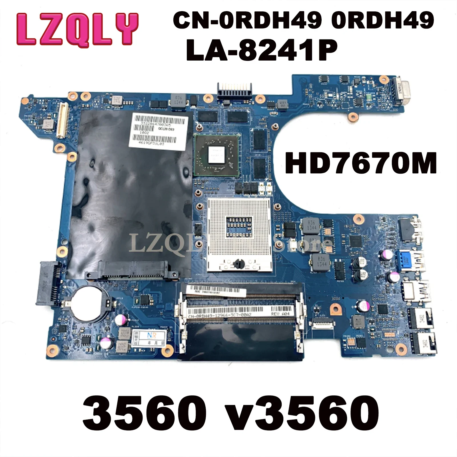 

LZQLY For Dell Vostro 3560 V3560 QCL00 LA-8241P Laptop Motherboard CN-0RDH49 0RDH49 HM77 DDR3 HD7670M Video Card Main Board