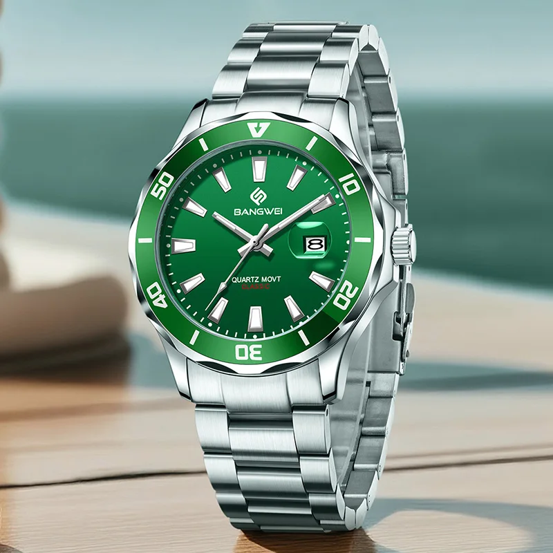 BANGWEI Top Brand Luxury Men Quartz Watch Waterproof Date Male Clock Stainless Steel Business Mens Watches Relogio Masculino+BOX