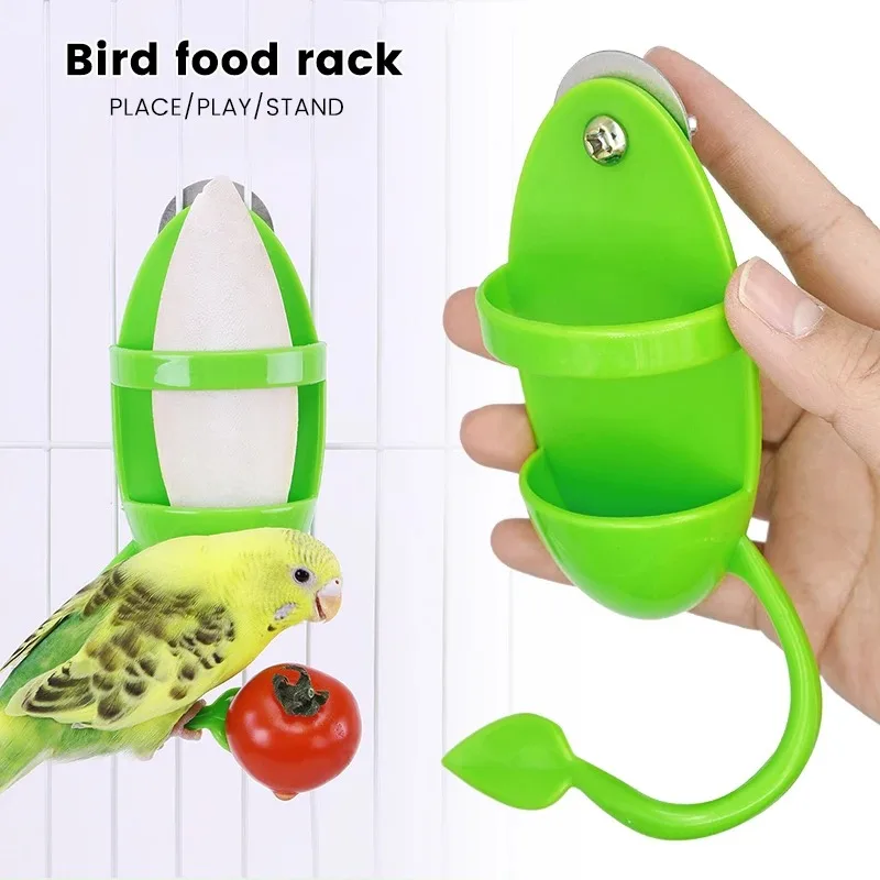 Pet Parrot Feeder Hanging Cage Fruit Vegetable Container Feeding Cup Cuttlebone Stand Holder Cage  Perching Frame Accessories