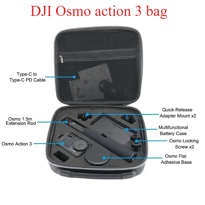 Suitable for DJI ACTION 3 Suitcase Mini Bag Hardcase Waterproof Carrying Case Storage Hard Storage Bag Box DJI Sports Camera Box