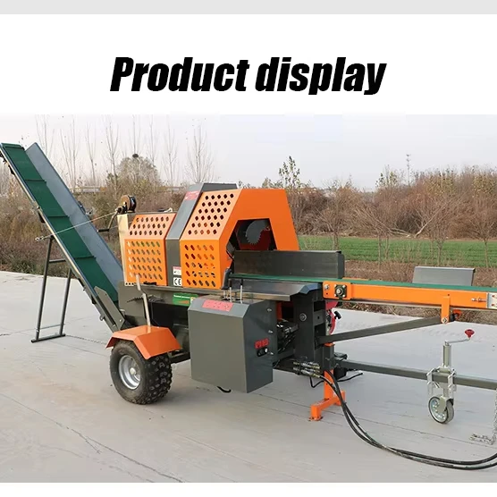 Heavy Duty 45T Hydraulic Log Splitter Machine Trailer Mounted with Conveyor Belt for Farm Forestry Processing