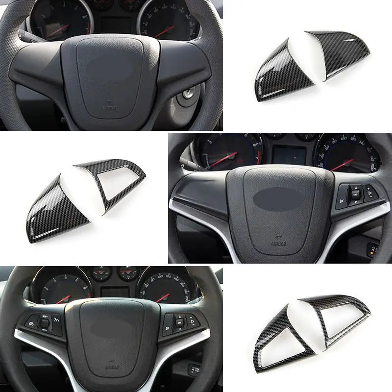 

ABS Silver/Carbon Fiber Car Steering Wheel Button Frame Trim Sticker For Chevrolet Chevy Cruze Sedan Hatchback 2009 - 2015