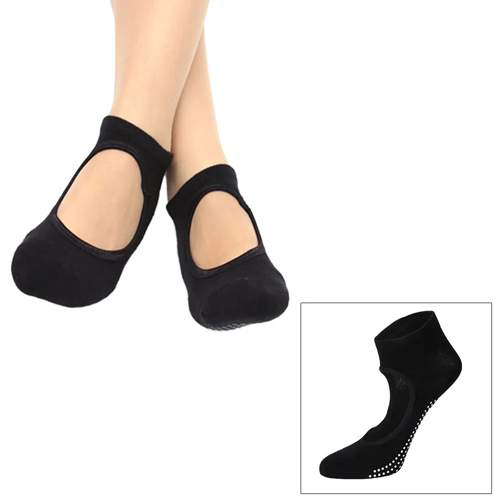1Pairs Yoga Socks Women Cotton Non-Slip Grip Socks with 3D Gel Dots for Pilates Yoga Exercise Stability Balance Foot Protection
