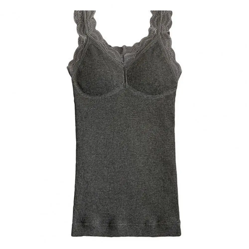 Versatile Thermal Undershirt Women’s Thermal Tank Top Fleece Lined Base Layer Vest Lace Camisole Warm Padded for Winter