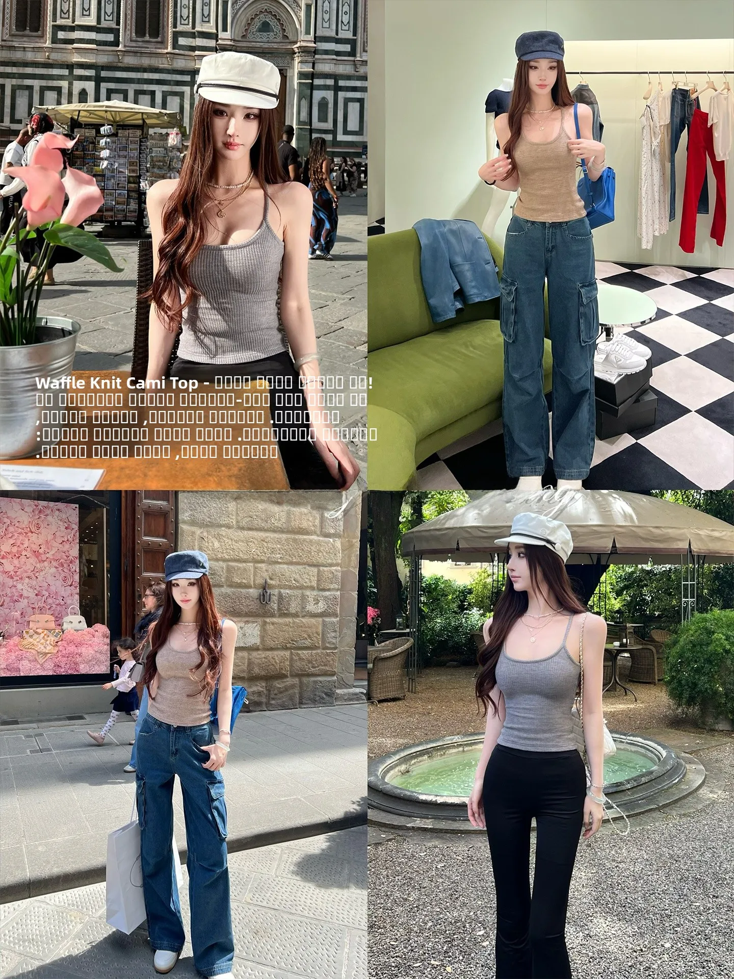 

Slim Fit Knitted Strap Vest Women's Versatile Outer Inner Wear Slimming T-irt Moon Vera Simple Sli Commute Sle Cotton...