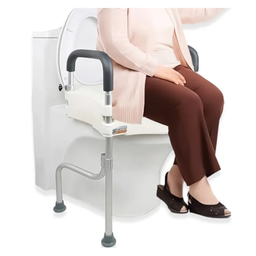 

Adjustable Toilet Seat Riser for Seniors Handicap - Heavy Duty 400lbs Raised Toilet Seat with Handles Height/Width Customizable