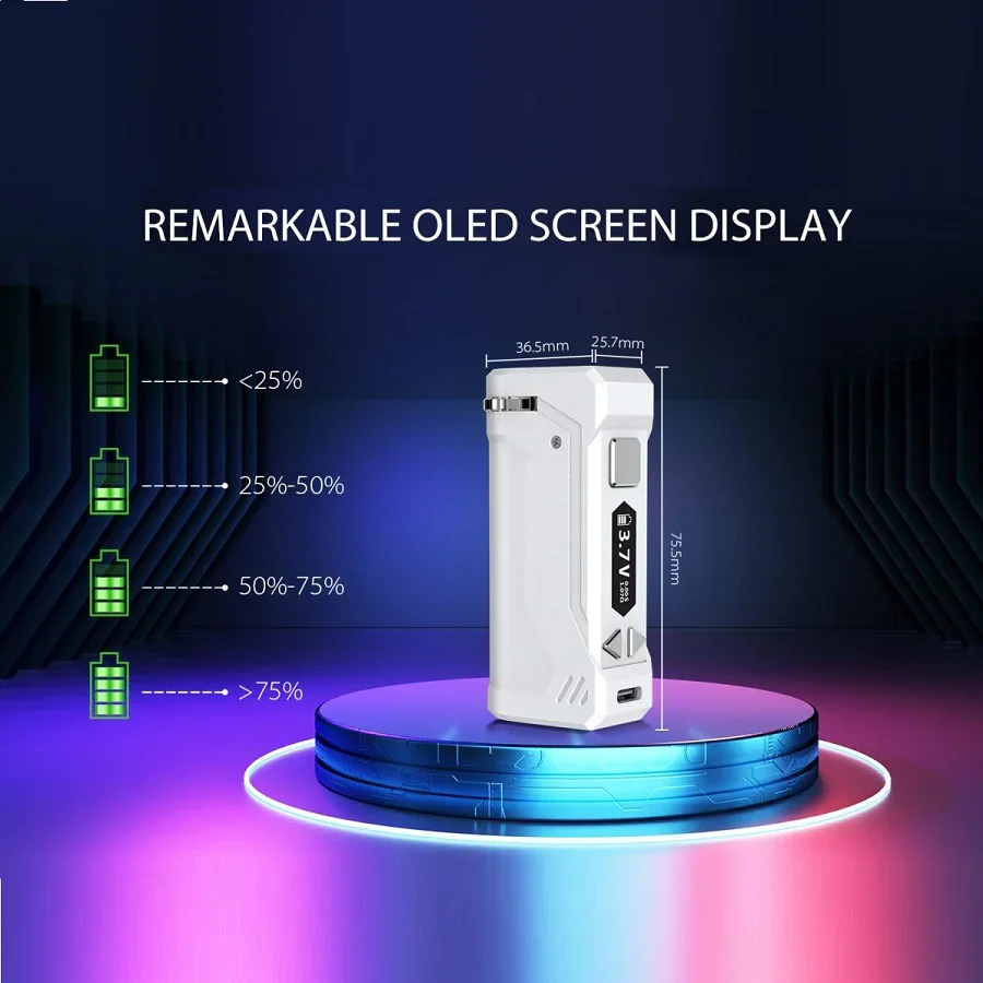 Yocan UNI Pro Box Mod, Cigarro Eletrônico, Bateria Embutida de 650mAh, Display OLED, Fio 510, Pré-Calor de 10 Segundos, Original