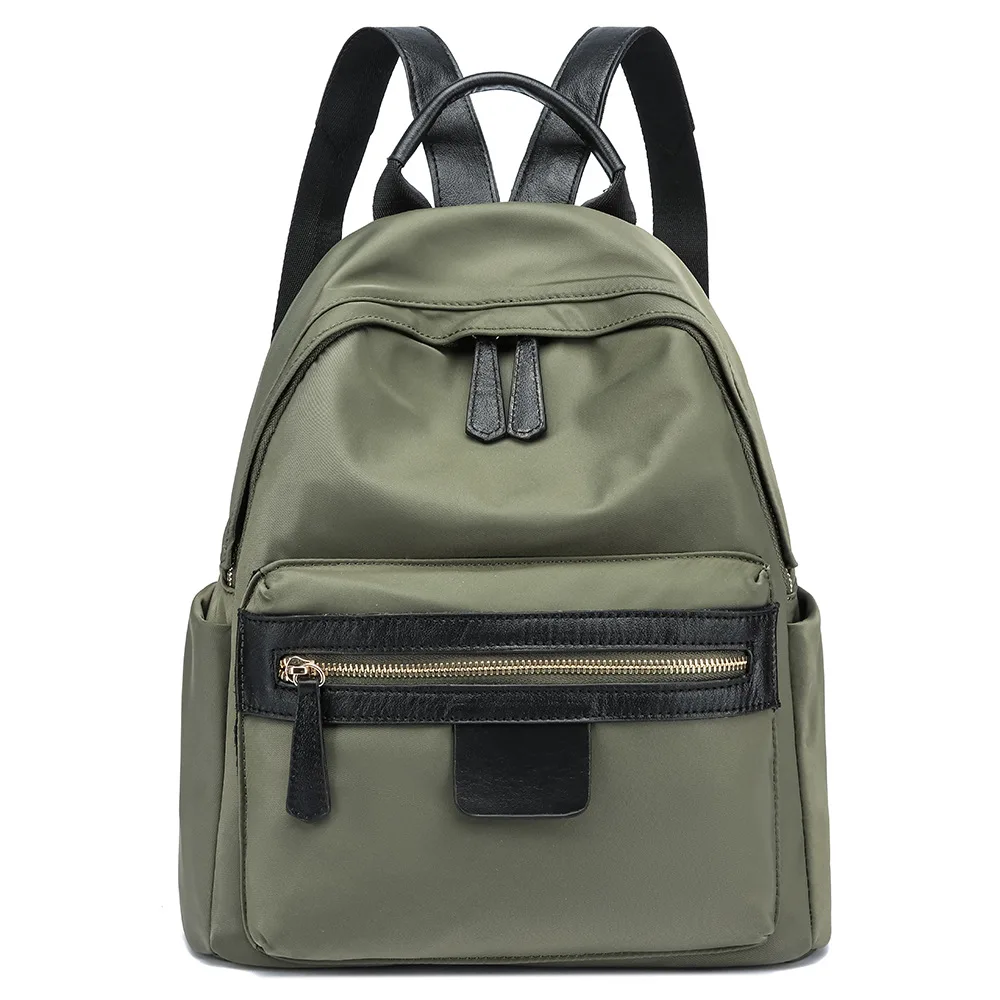 New Casual Versatile Commuter Nylon Fabric Waterproof Lightweight Genuine Leather Outdoor Backpack Women Women's School Bag