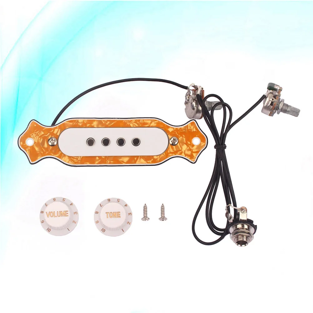 

4 String Soundhole Pickup Pre-Wired Yellow Plastic Shell Copper Coil Guitar Volume Tone Control Folk Acoustic Electric