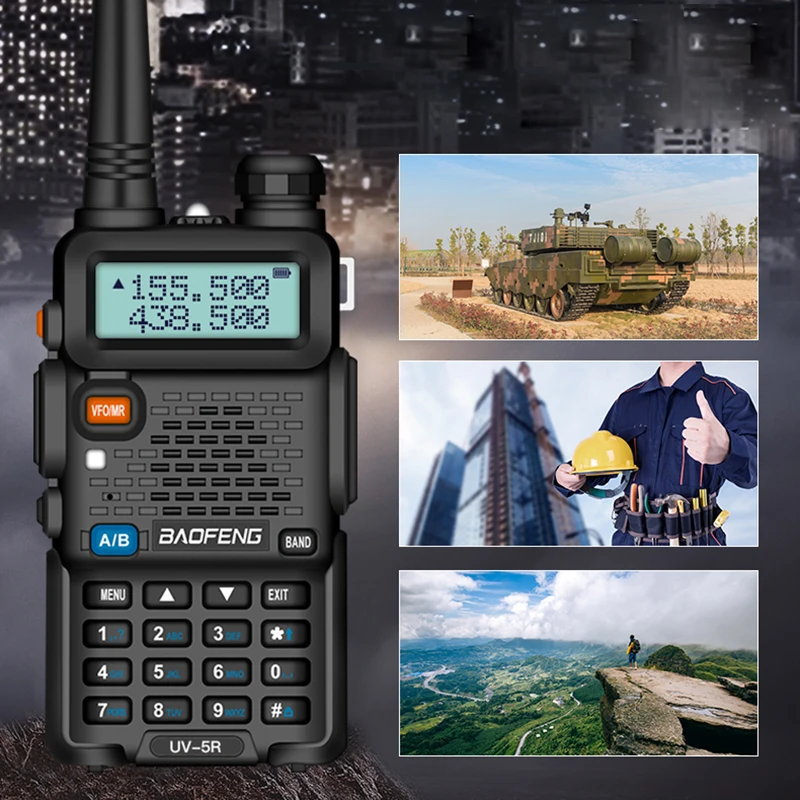 Baofeng-UV-5R Walkie Talkie portátil, Airband, Sem Fio, Freqüência de Cópia, AM, FM, Long Range, Hunting Station, Poderoso, Two Way Radio, 2022