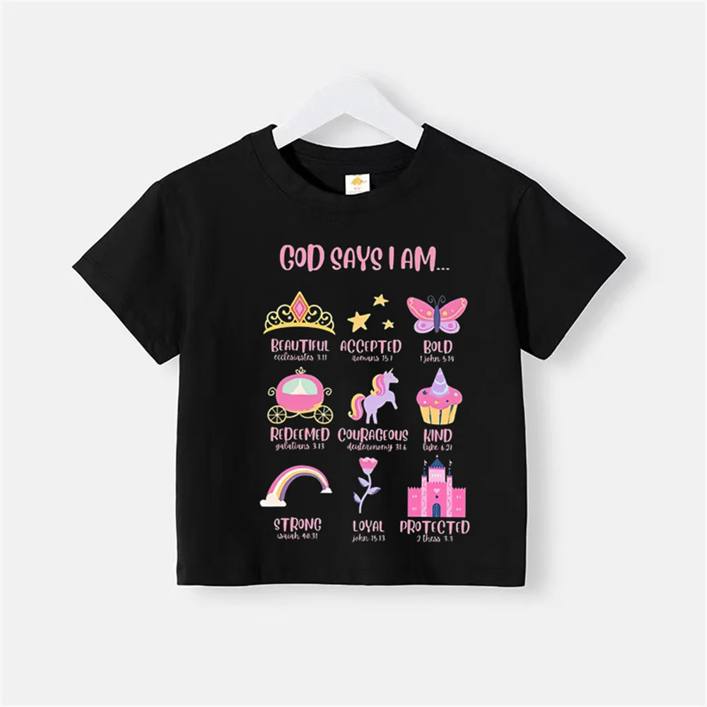 ummer children small print baby girl round neck cotton T-shirt Fashion casual boys girls short sleeve cotton T-shirt