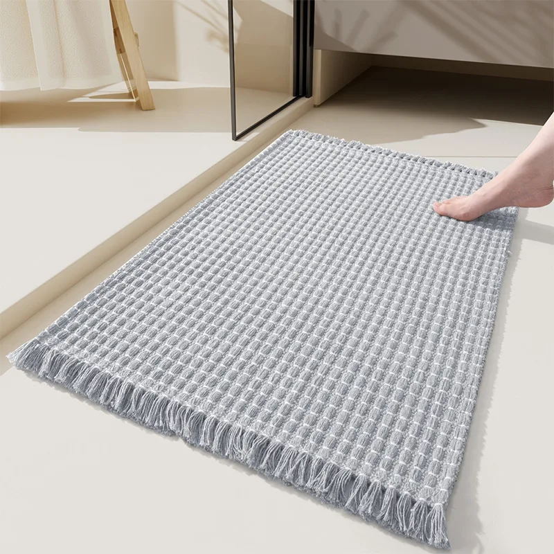 Woven Floor Mat with Tassels Home Scrape Door Mats Absorbent Toilet Bathroom Rug Doorway Doormat for Entrance Anti-slip Carpet