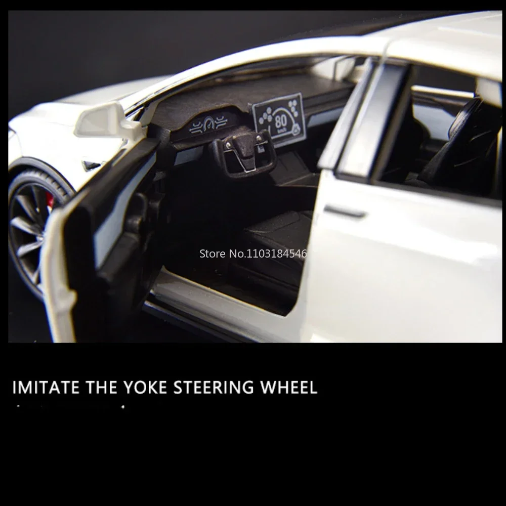 Coche de juguete X de aleación a escala 1/24, simulación de Metal fundido a presión con sonido extraíble, colección de vehículos ligeros para regalo de niño