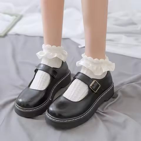 Woman Ruffle Lolita Cotton Short Socks Soft Cute Heart Cosplay Costumes Accessories Lace Socks Anime Cartoon Sweet Girls Hosiery