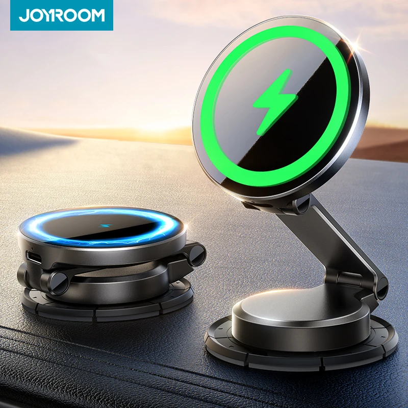 Joyroom Magnetische Autohalterung N55 Starker Magnet 15W Kabelloses Laden 360° °   Drehbarer, faltbarer Telefonhalter, schnelles Autoladegerät JR-ZS408