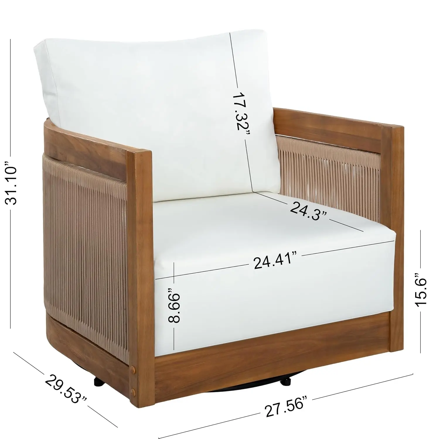 Ayla 5-Seater Patio Furniture Set with Removable Cushion, Set of 2 Outdoor Swivel Accent Chair and Sofa Set, 3 Piece Outdoor