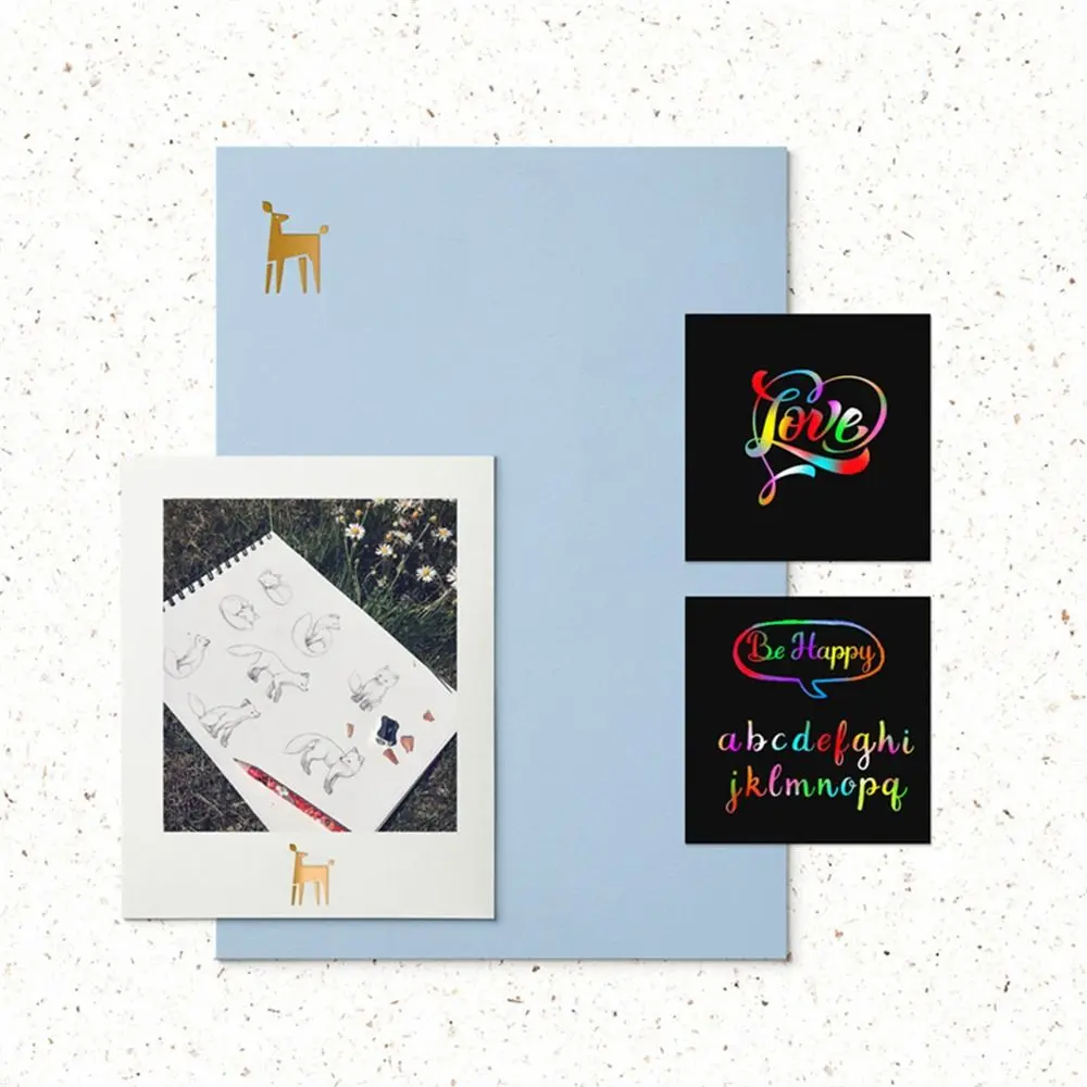 Template Animal Magic Color Scratch Art Craft Scratch Art Paper Draw Painting  Rainbow Scratch Cards Scratch Notes Paper