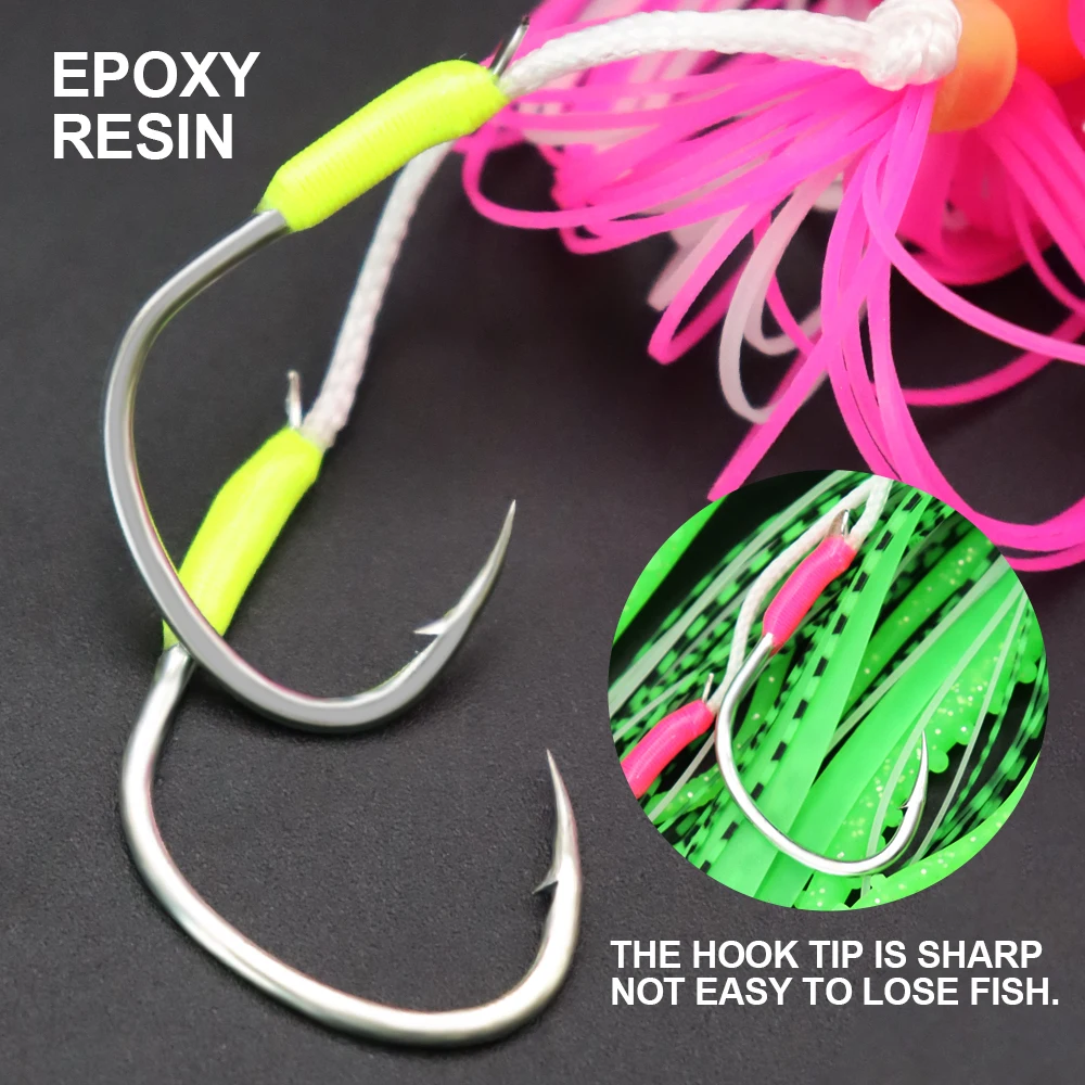 ZYZHE 1 Stück Meeresfischerei-Köder 120/150/200G Leuchtender JIG mit Weichem Oktopus-Köder Bootsfischen Schnurhaken Tiefsee-Angelköder – Detail 4