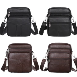 Bolsa de ombro de couro genuíno para homens, bolsa crossbody vintage mensageiro de couro masculino, bolsa de telefone, marca de luxo