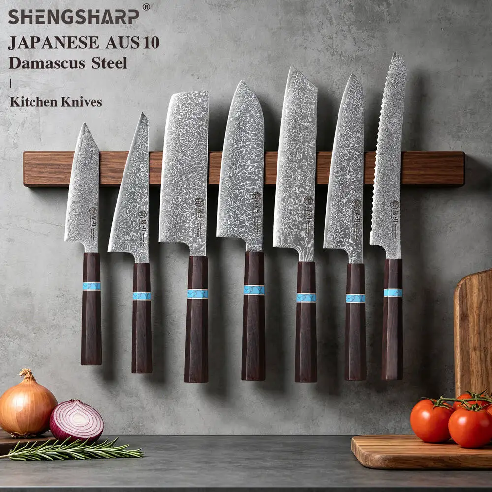 SHENGSHARP 1PCS Professional Kitchen Knives Utility Santoku Bread Kiritsuke Japanese Handmade 67 Layer Damascus Steel Chef Knife